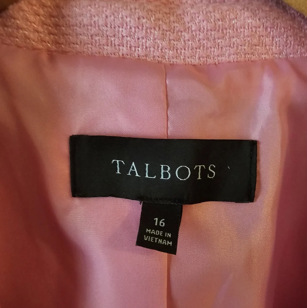Talbots Tweed Short Sleeve Blazer PINK SZ 16 - Picture 4 of 5